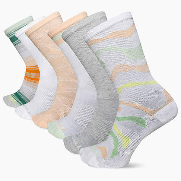 Everyday Crew Sock 6-Pack, Peach Assorted, dynamic