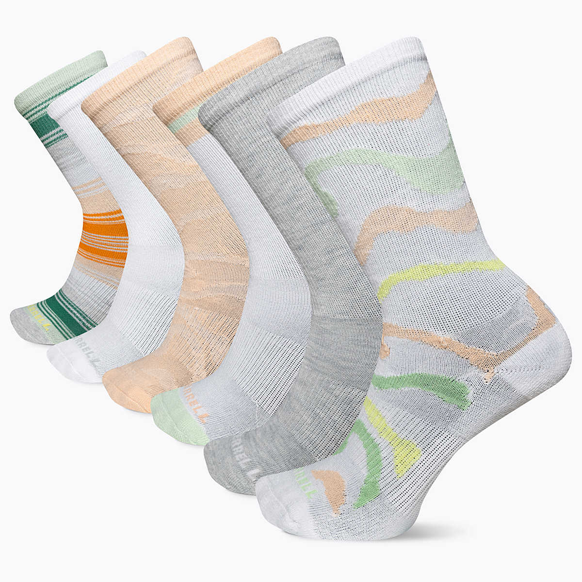 Everyday Crew Sock 6-Pack, Peach Assorted, dynamic 1