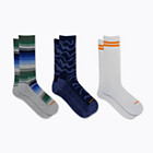 Recycled Everyday Crew Sock 3 Pack, Blue Assorted, dynamic 3