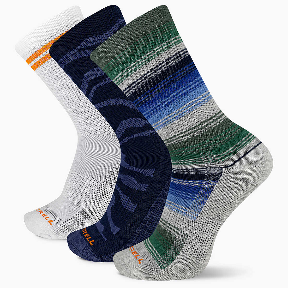 Recycled Everyday Crew Sock 3 Pack, Blue Assorted, dynamic 1