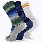 Recycled Everyday Crew Sock 3 Pack, Blue Assorted, dynamic 2