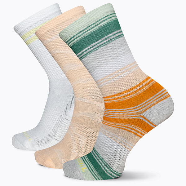 Recycled Everyday Crew Sock 3 Pack, Peach Assorted, dynamic