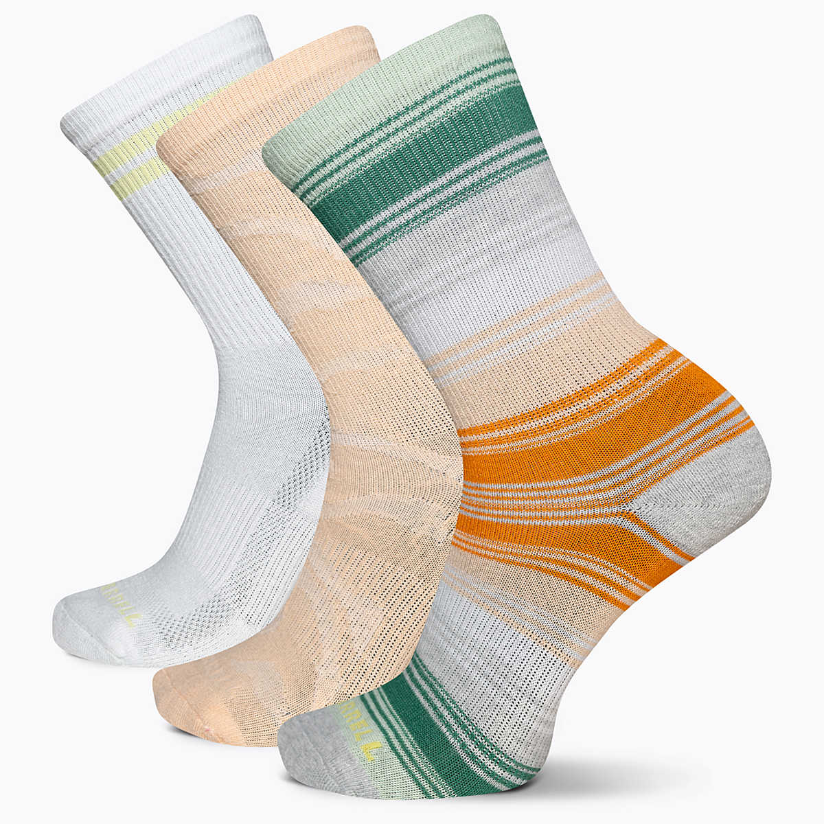 Recycled Everyday Crew Sock 3 Pack, Peach Assorted, dynamic 1