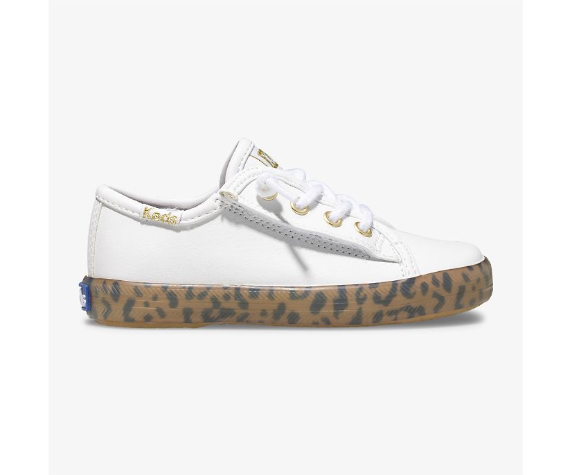 Kickstart Leopard Foxing Sneaker Jr, White Leopard, dynamic 1
