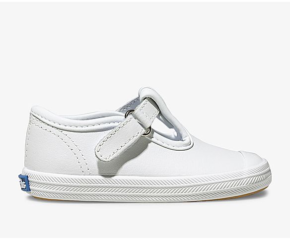 Champion Toe Cap T-Strap Sneaker, White Leather, dynamic