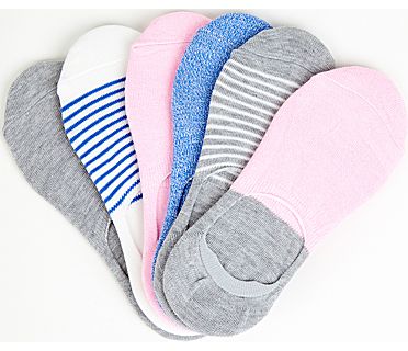 6 Pk Classic Sneaker Liner Socks, Pink Multi, dynamic