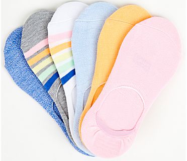 6 Pk Classic Sneaker Liner Socks, Rainbow Multi, dynamic