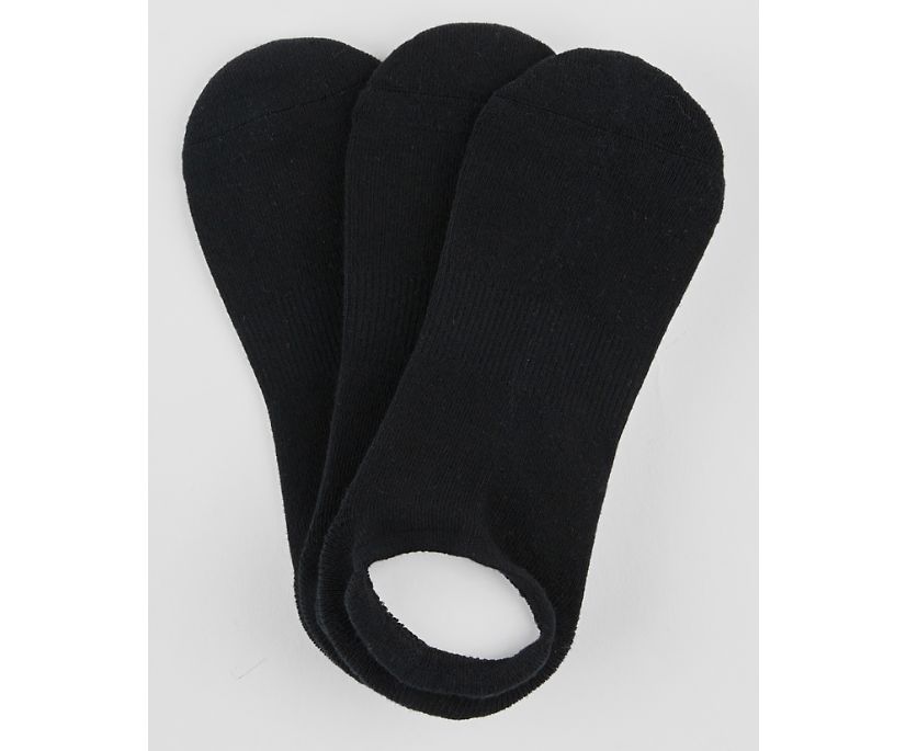 3 Pk Low Cut Cushioned Liner Socks, Black, dynamic 1