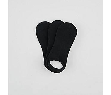 3 Pk Low Cut Cushioned Liner Socks, Black, dynamic