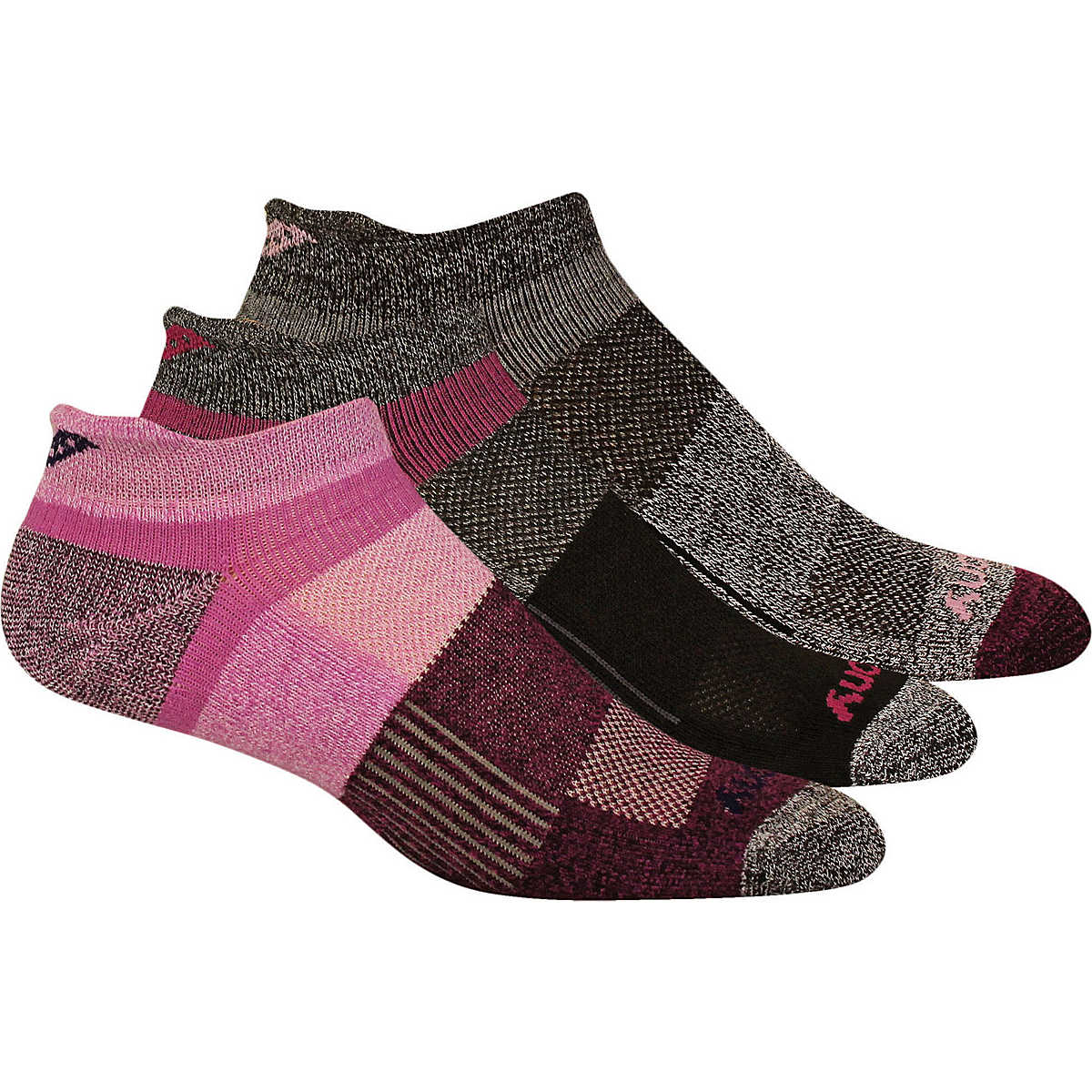 Inferno Cushioned No Show Tab 3-Pack Socks, Pink Assorted, dynamic 1