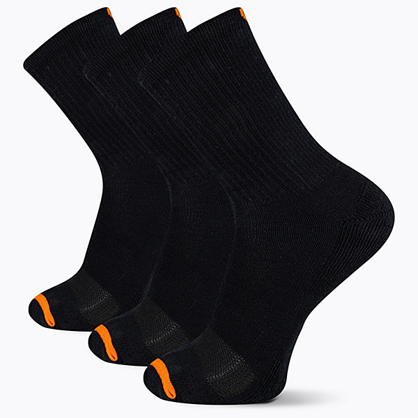 Cushioned Cotton Crew Sock 3 Pack, Black, dynamic
