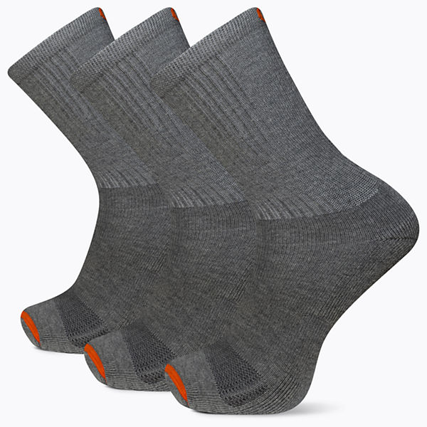 Cushioned Cotton Crew Sock 3 Pack, Gray, dynamic