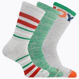 Stripes of Joy Crew 3 Pack Sock, Grey Assorted, dynamic 1