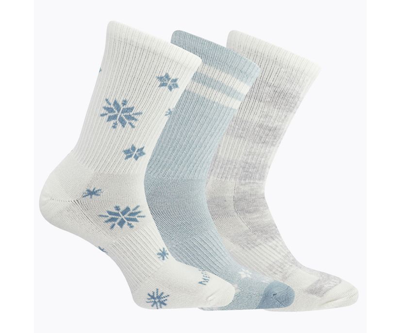 Snowflake and Check Crew 3-Pack Sock, Light Blue Assorted, dynamic