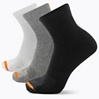 Cushioned Cotton Quarter Sock 3 Pack, Black Assorted, dynamic 1