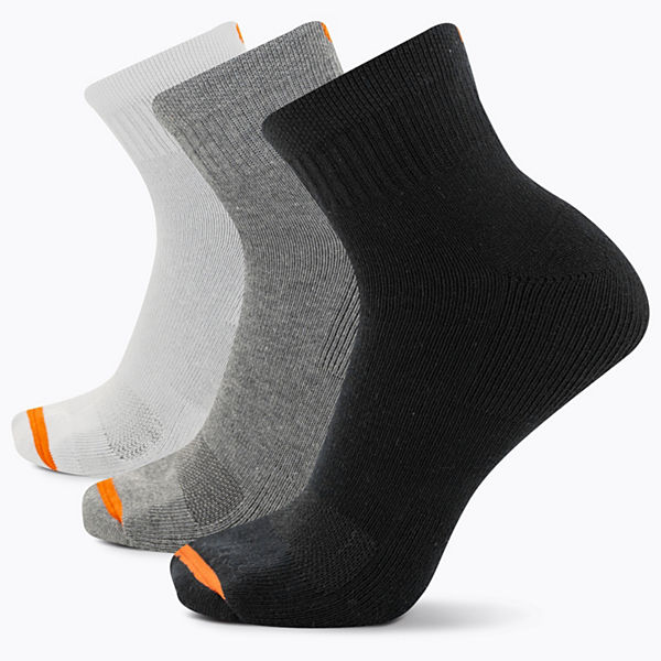Cushioned Cotton Quarter Sock 3 Pack, Black Assorted, dynamic