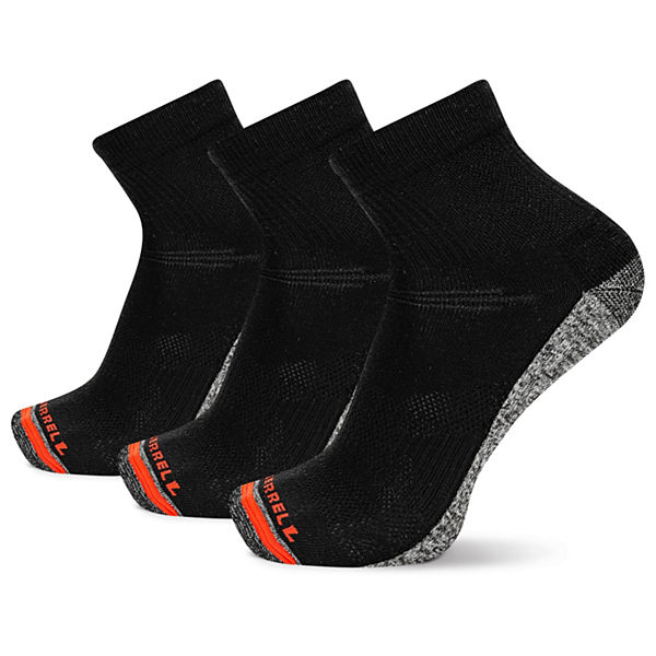 Lightweight Work Quarter Sock 3 Pack, Black, dynamic