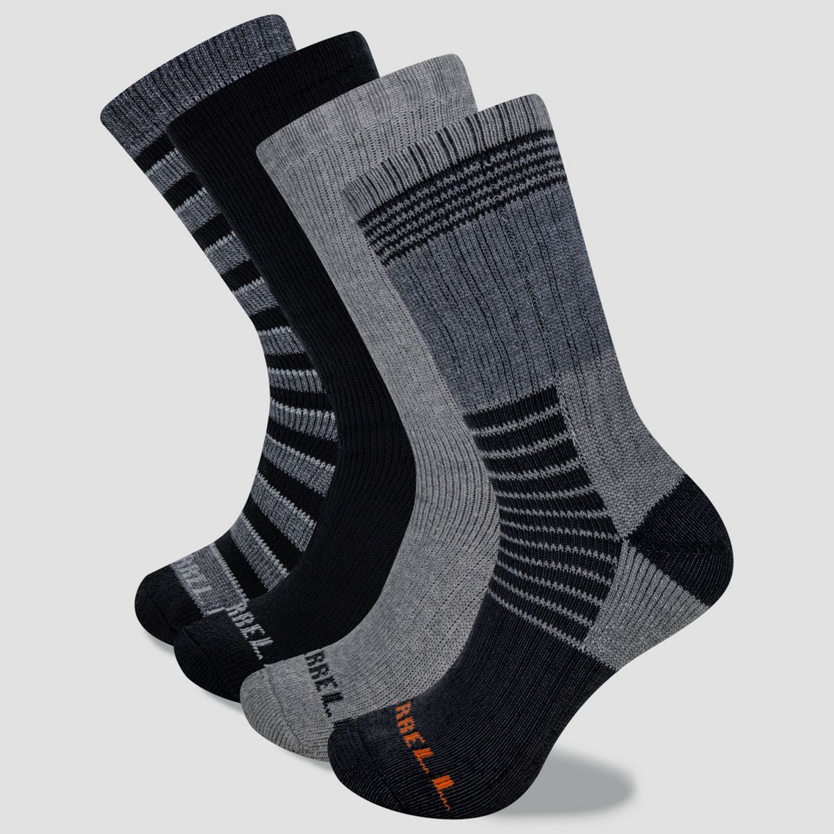 Thermal Hiking Crew Sock 4 Pack, Black Assorted, dynamic