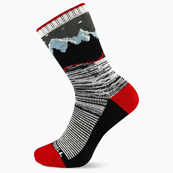 Holiday Brushed Crew Sock, Black/Red/Whisper White, dynamic