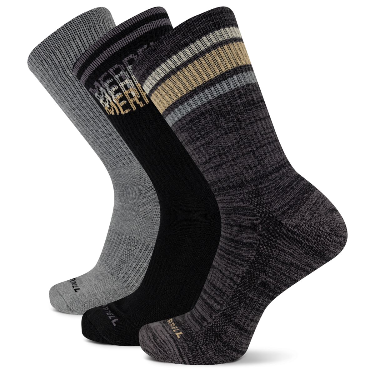Repreve® Hiker Crew Sock 3 Pack, Black Assorted, dynamic