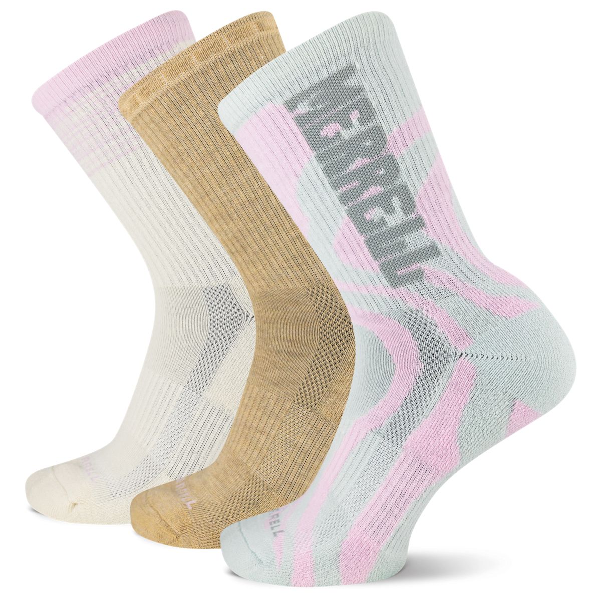 Repreve® Hiker Crew Sock 3 Pack, Pink Assorted, dynamic
