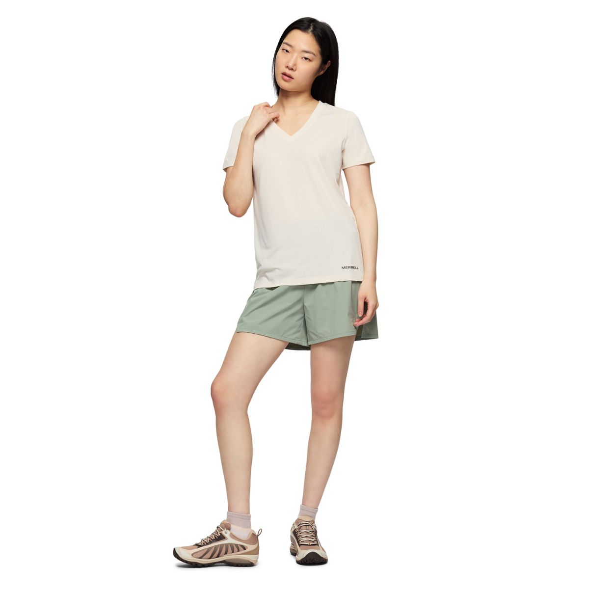 Viva V-Neck Tencel Tee, Whitecap Grey, dynamic 2