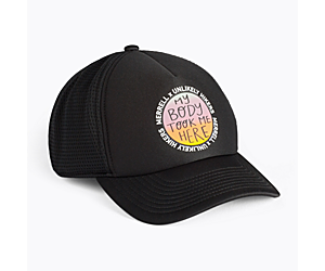 Unlikely Hikers X Merrell Foam Trucker Hat, Black, dynamic