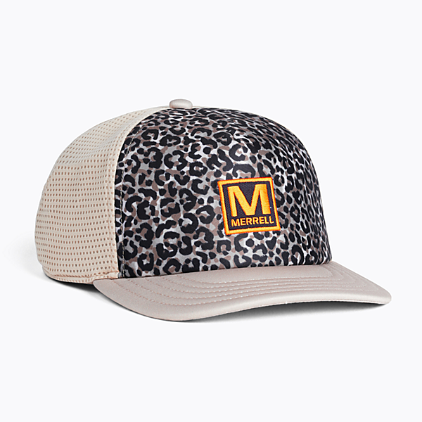 M Patch Foam Trucker Hat, Sepia Leopard Print, dynamic