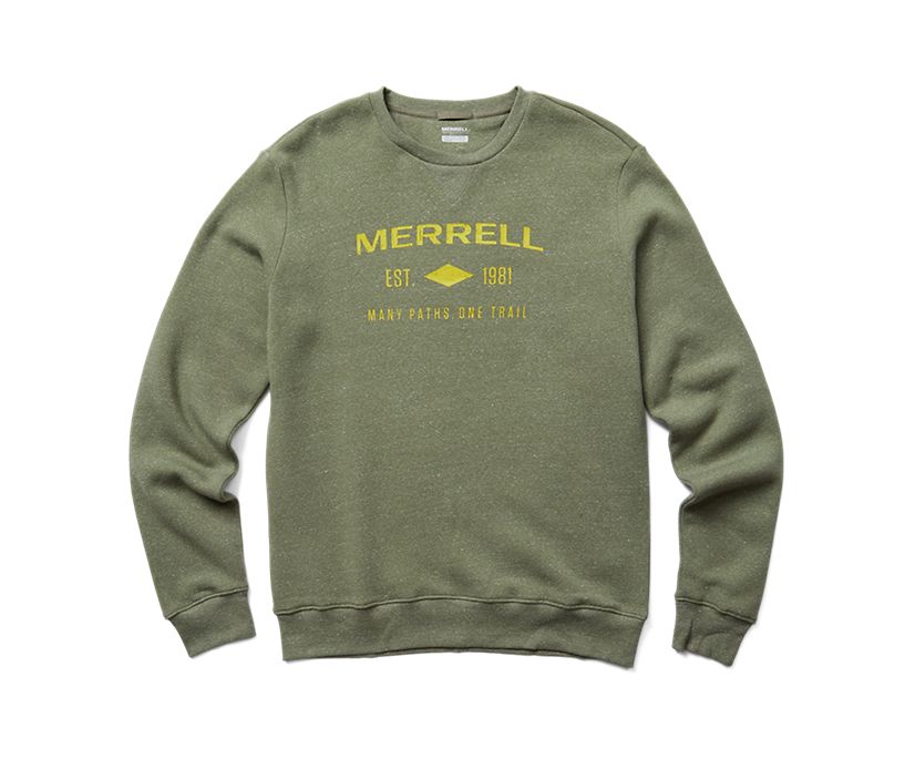 Merrell Est 1981 Wordmark Crewneck Pullover, Lichen, dynamic