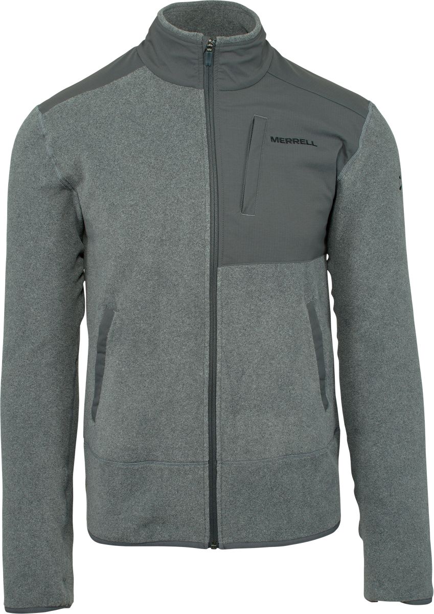 Flux Mid-Weight Hybrid Full-Zip Polar Fleece, Asphalt, dynamic 1