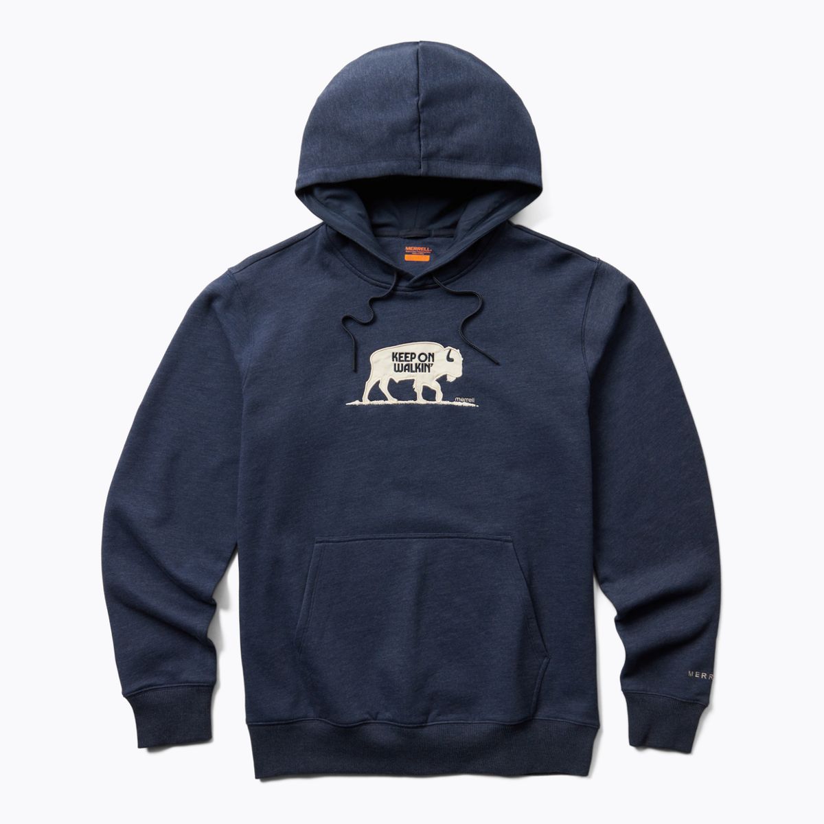 Walking Bison Fleece Hoody, Navy Heather, dynamic