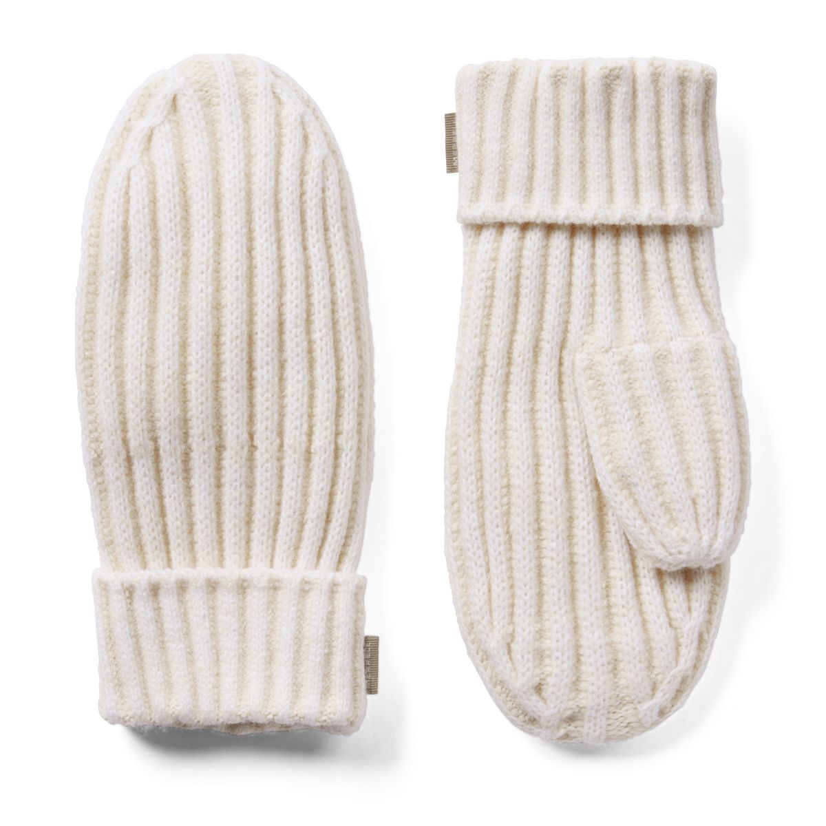 Plaited Rib Knit Mitten, Cloud Cream/Tan, dynamic