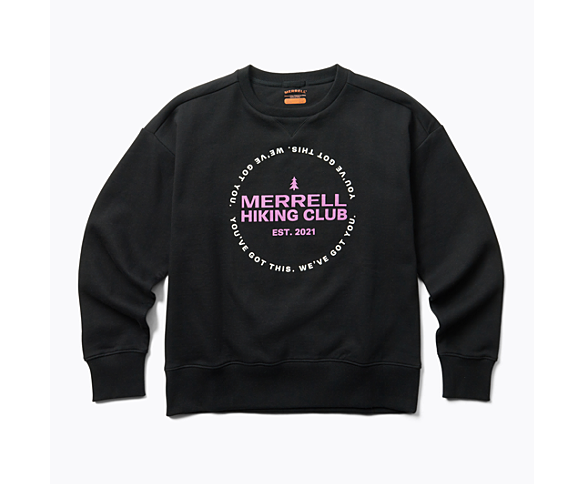 Hike Club Crewneck Sweatshirt, Black, dynamic