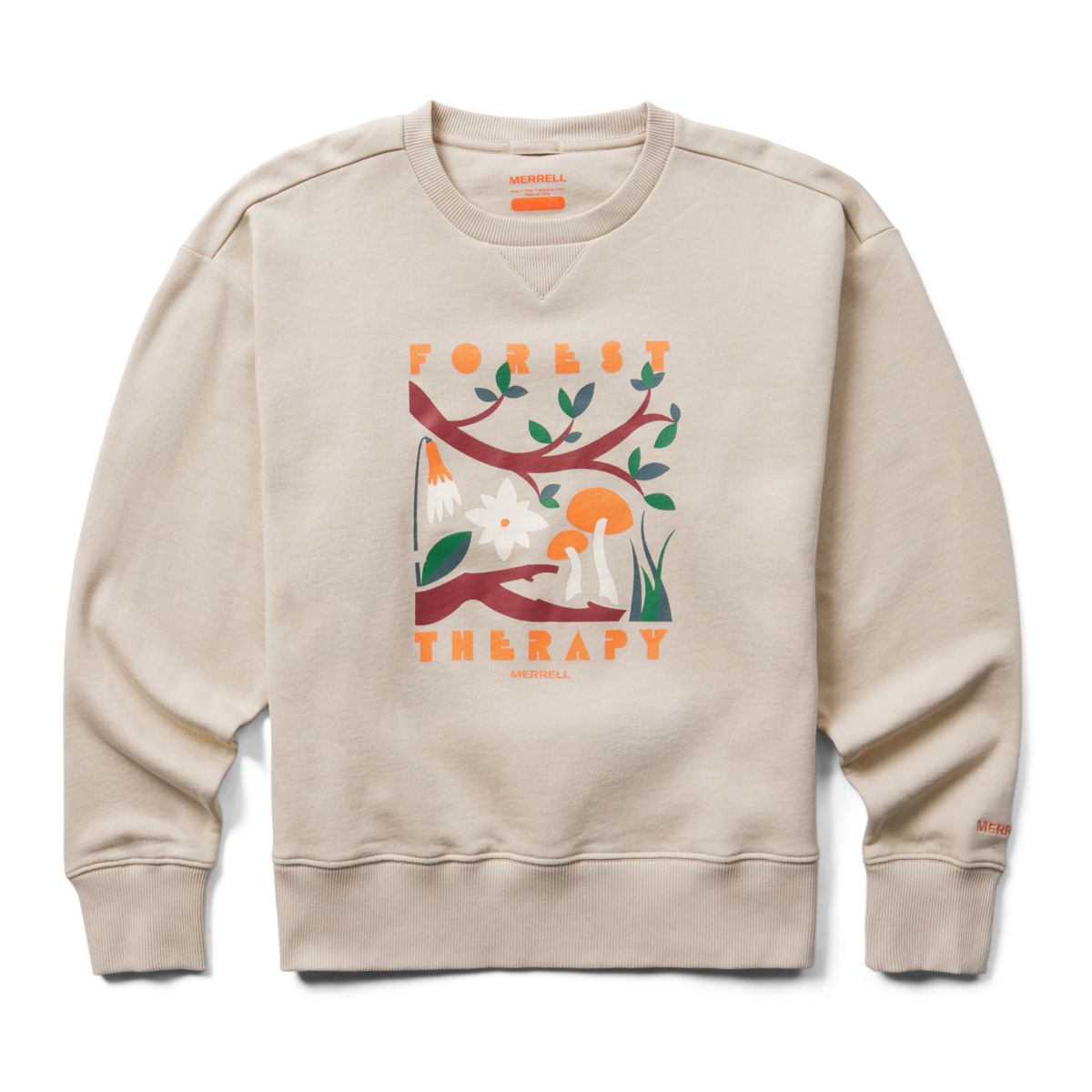 Forest Therapy Fleece Crewneck, Oyster Grey, dynamic 1