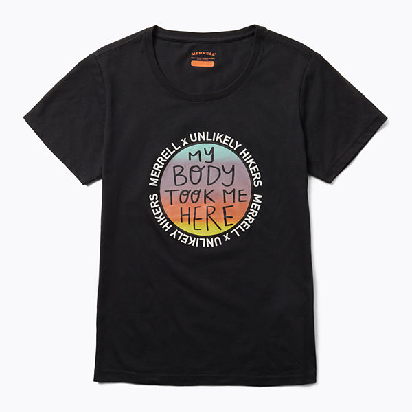 Unlikely Hikers X Merrell Short Sleeve Tee Extended Sizes, Black, dynamic