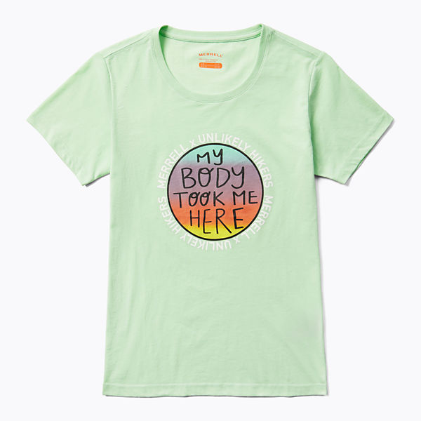 Unlikely Hikers X Merrell Short Sleeve Tee Extended Sizes, Mist Green, dynamic