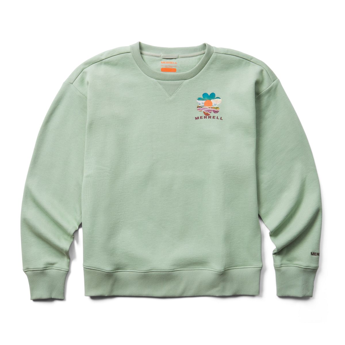Collage Crewneck Fleece, Sage, dynamic