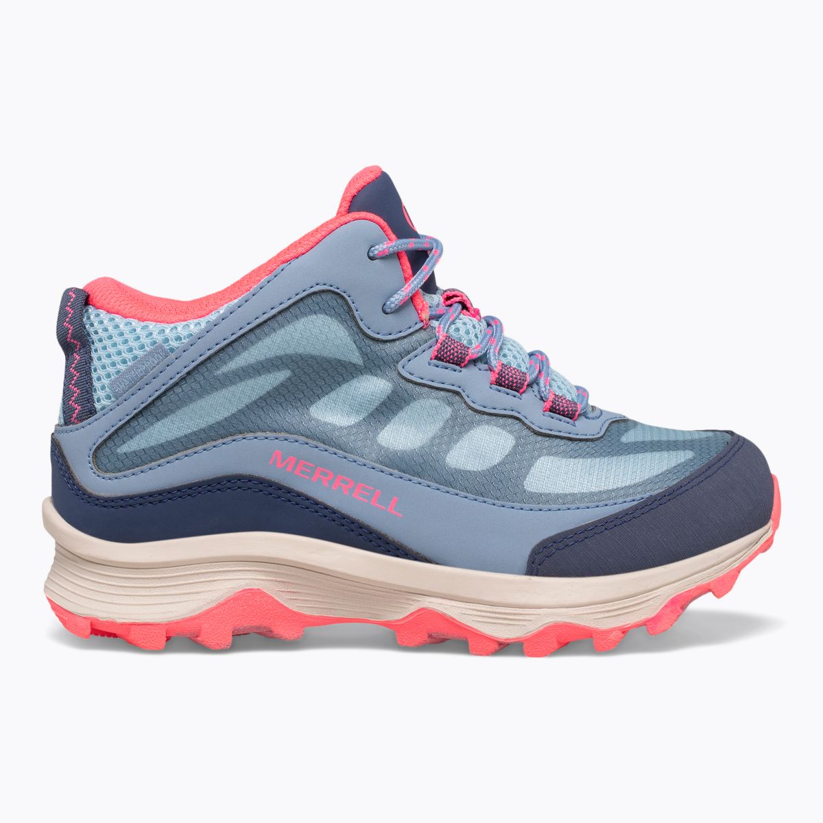 Moab Speed Mid Waterproof, Dusty Blue/Coral, dynamic