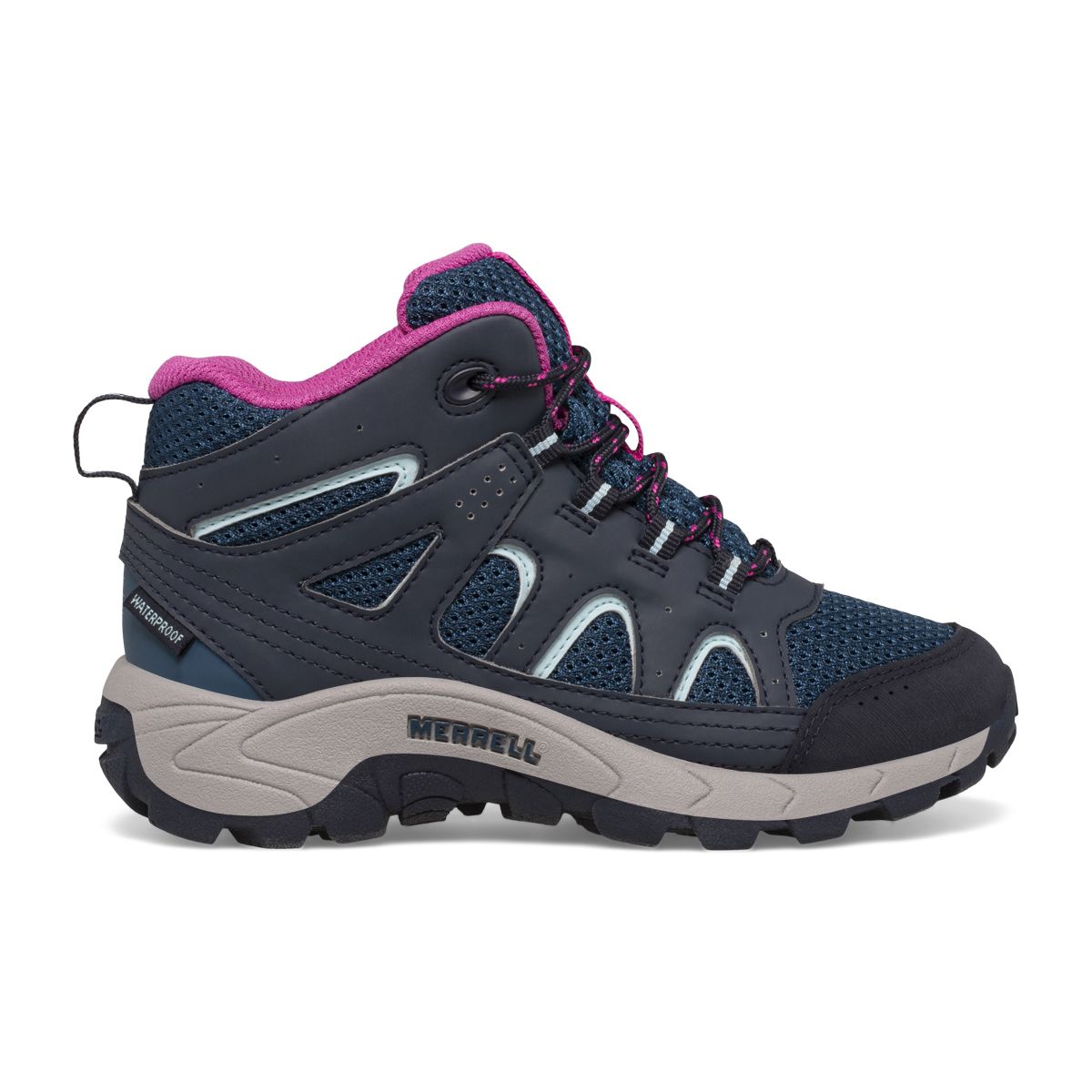 Oakcreek Mid Lace Waterproof Boot, Navy/Turquoise/Fuchsia, dynamic