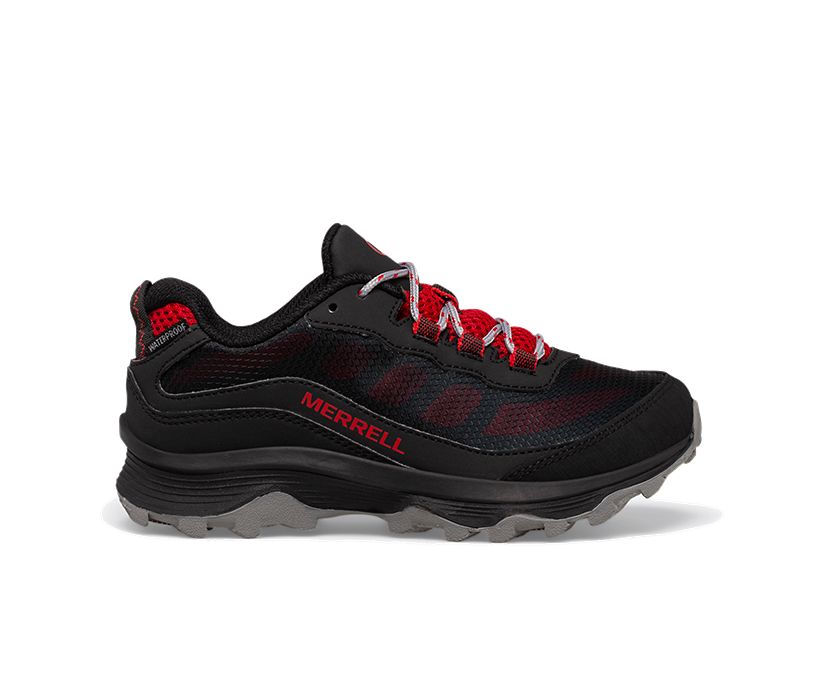 Moab Speed Low Waterproof, Grey/Black/Red, dynamic