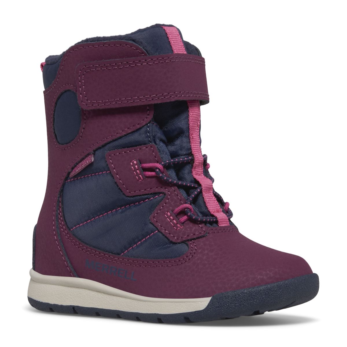 Snow Bank Jr Waterproof Boot, Navy/Berry, dynamic 4