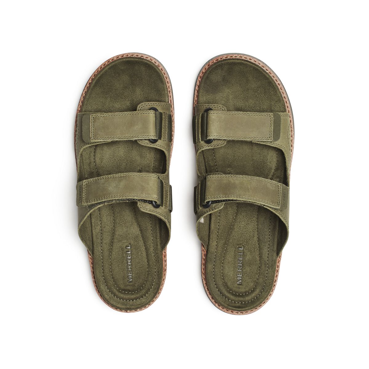 Cove Leather Slide, Dark Moss, dynamic 3