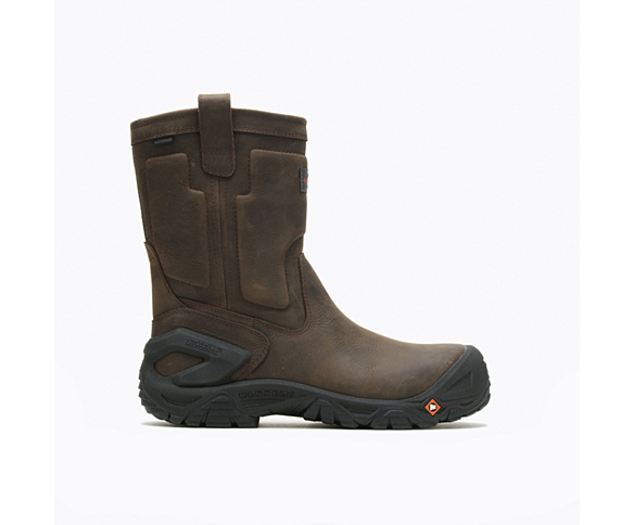 Men - Strongfield Leather Pull On Waterproof Comp Toe Work Boot - Boots |  Merrell