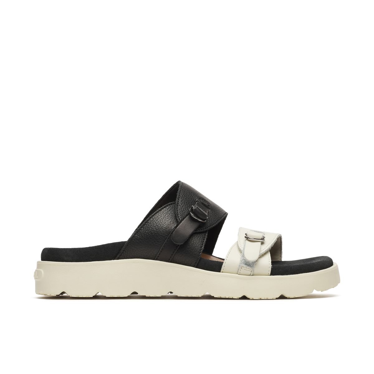 Fleur Leather Slide, Black/Stucco, dynamic