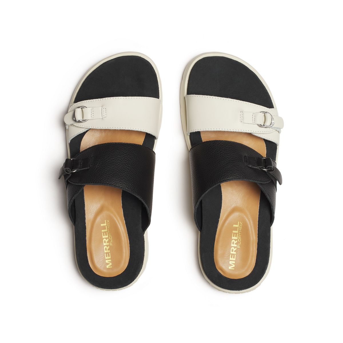 Fleur Leather Slide, Black/Stucco, dynamic 3