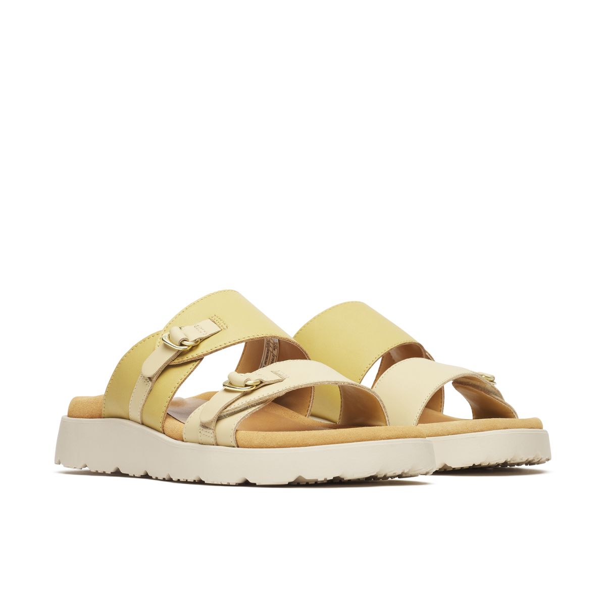 Fleur Leather Slide, Caramel/Almond, dynamic 2