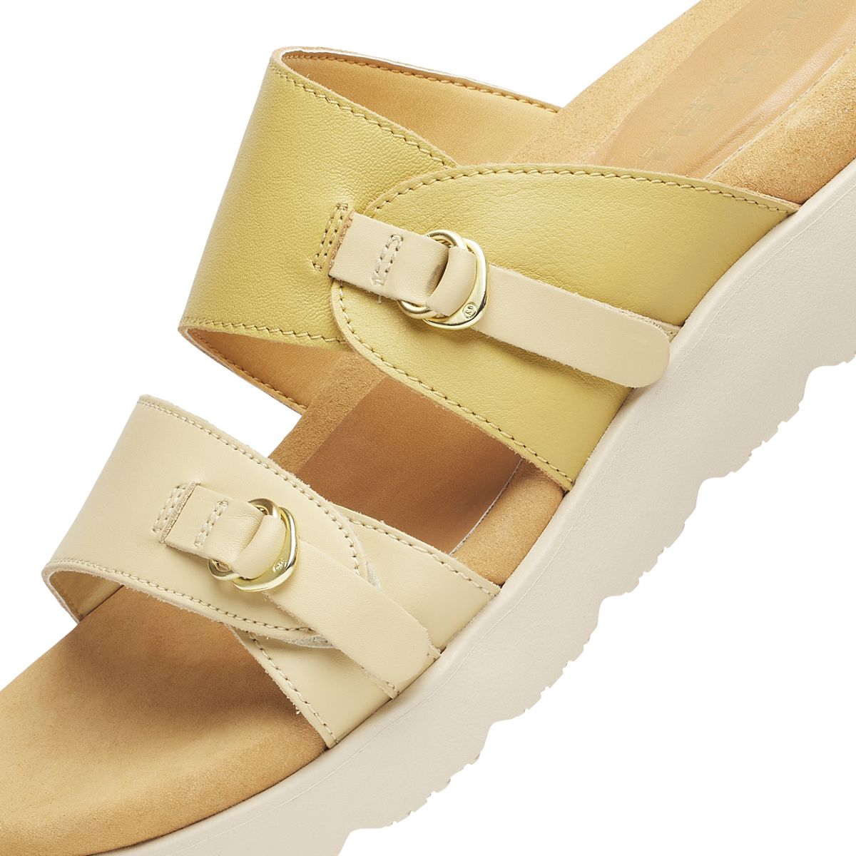 Fleur Leather Slide, Caramel/Almond, dynamic 5