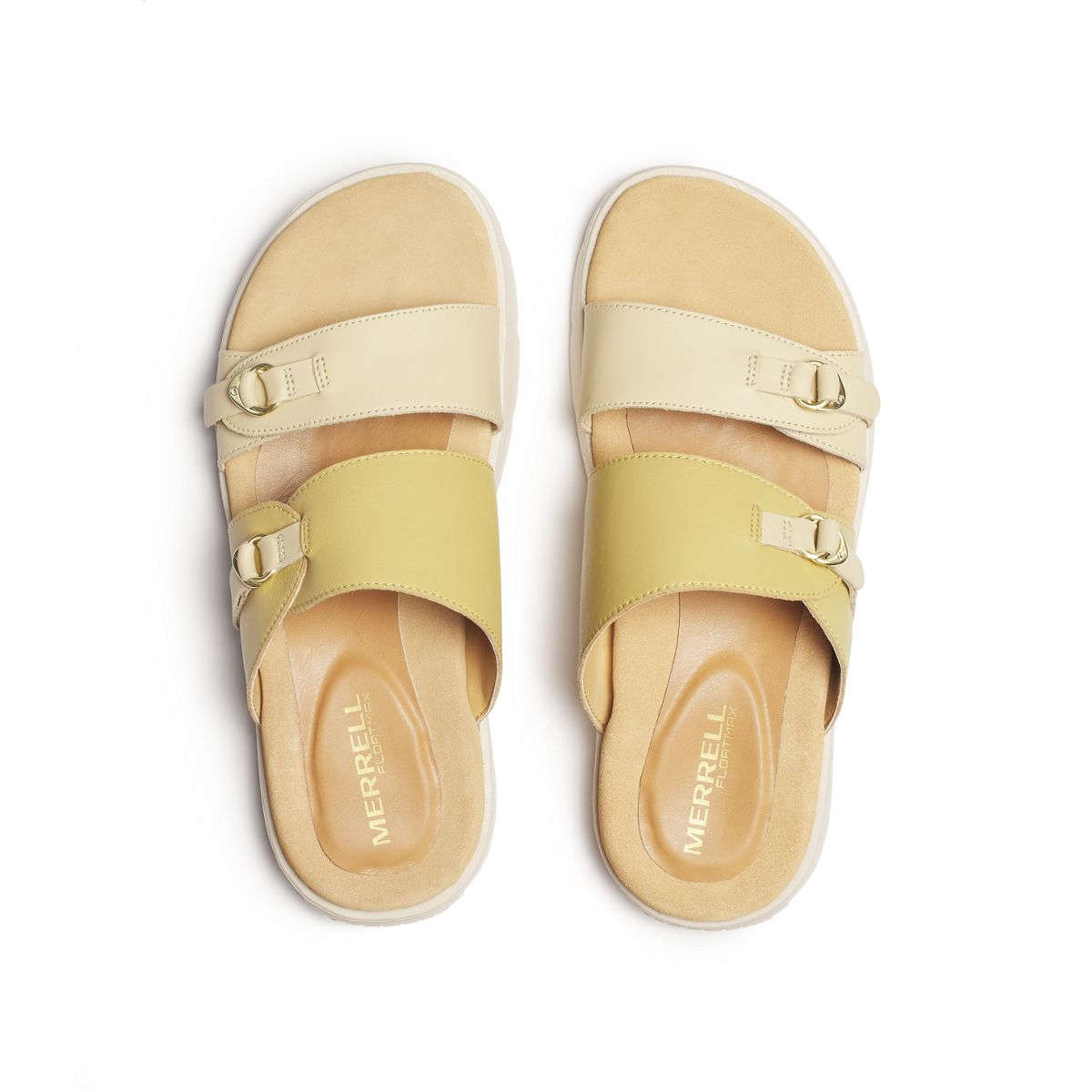 Fleur Leather Slide, Caramel/Almond, dynamic 3