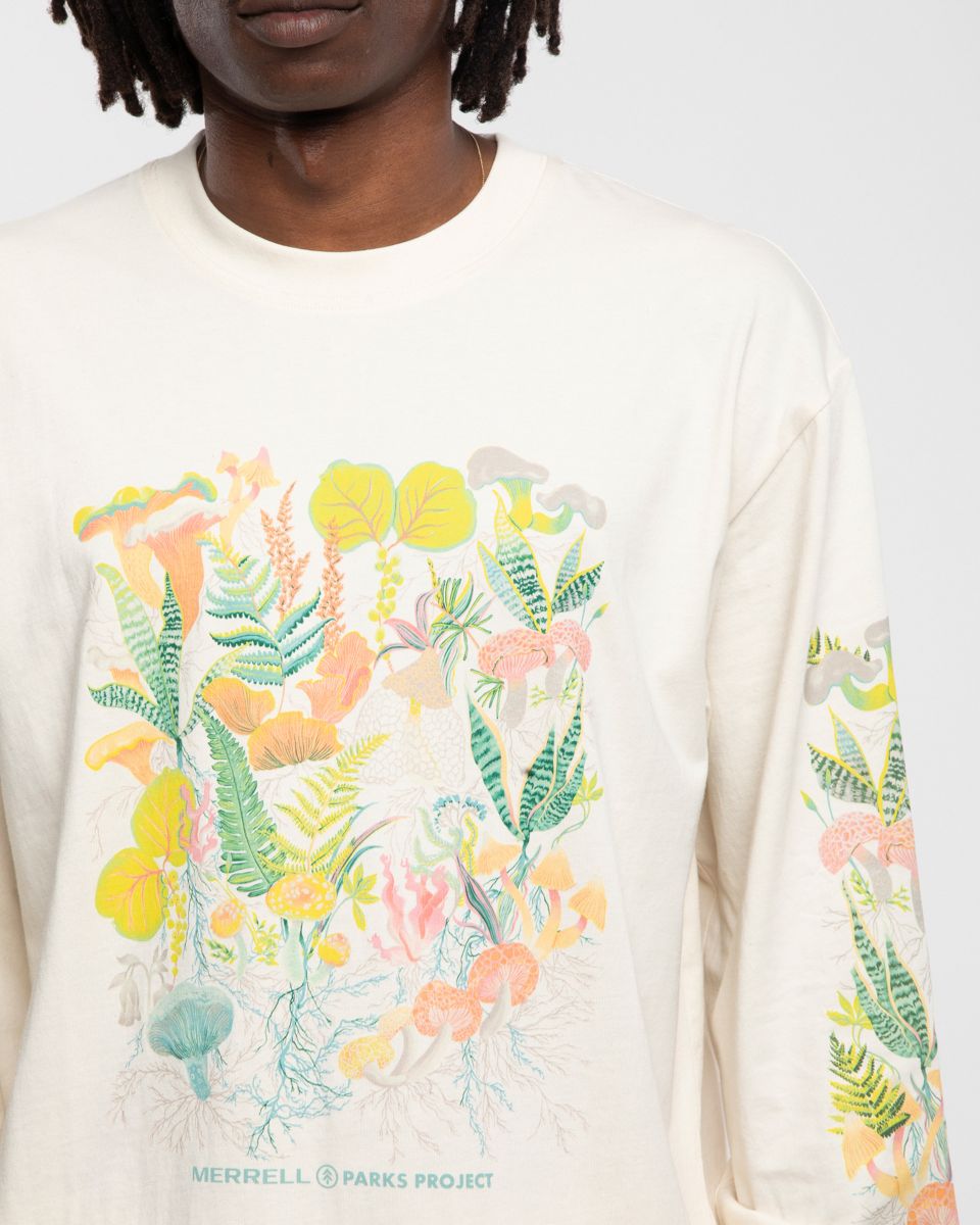 Parks Project X Merrell Shrooms in Bloom Long Sleeve Tee, Natural, dynamic