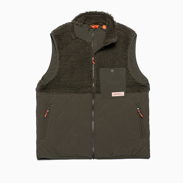 Sherpa Mixup Vest, Dusty Olive, dynamic